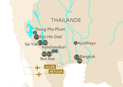 Itinéraire Croisière sur la rivière Kwai et trésors du Siam