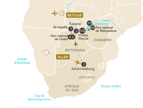 Itinéraire Croisière & Safari en Afrique Australe, Lac Kariba & Chutes Victoria