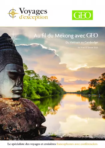 Couverture de la brochure du voyage Au fil du Mékong, du Vietnam au Cambodge avec GEO