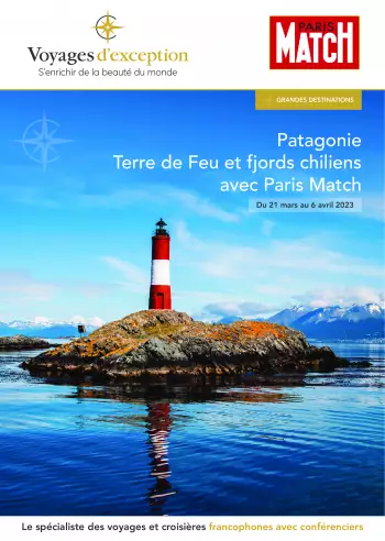Couverture de la brochure du voyage Patagonie Terre de Feu et fjords chiliens avec Paris Match