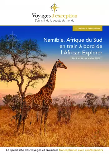 Couverture de la brochure du voyage Aventures en Namibie et en Afrique du Sud en train