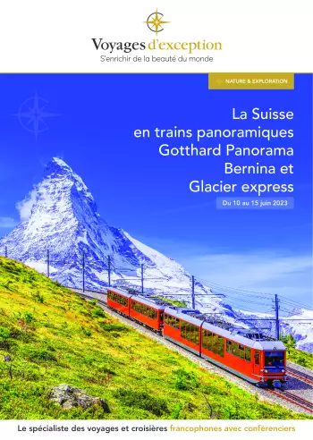 Couverture de la brochure du voyage La Suisse en trains panoramiques