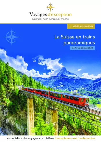 Couverture de la brochure du voyage De Lucerne à Zermatt, la Suisse à bord de trains mythiques