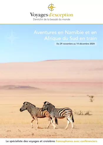 Couverture de la brochure du voyage Aventures en Namibie et en Afrique du Sud en train