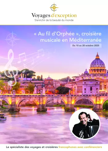 Couverture de la brochure du voyage Croisière musicale en Méditerranée « Au fil d’Orphée »