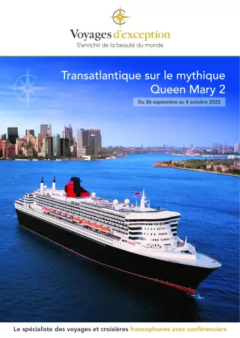 Couverture de la brochure du voyage La croisière sur le Queen Mary 2 : Mythique transatlantique