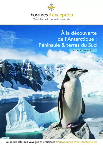 Couverture de la brochure du voyage &Agrave; la d&eacute;couverte de l&rsquo;Antarctique : P&eacute;ninsule & Terres du Sud