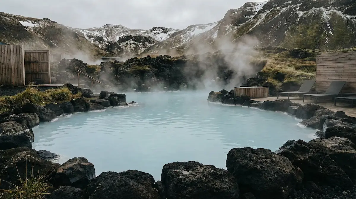 Source g&eacute;othermique fumante d'une r&eacute;gion volcanique du Japon