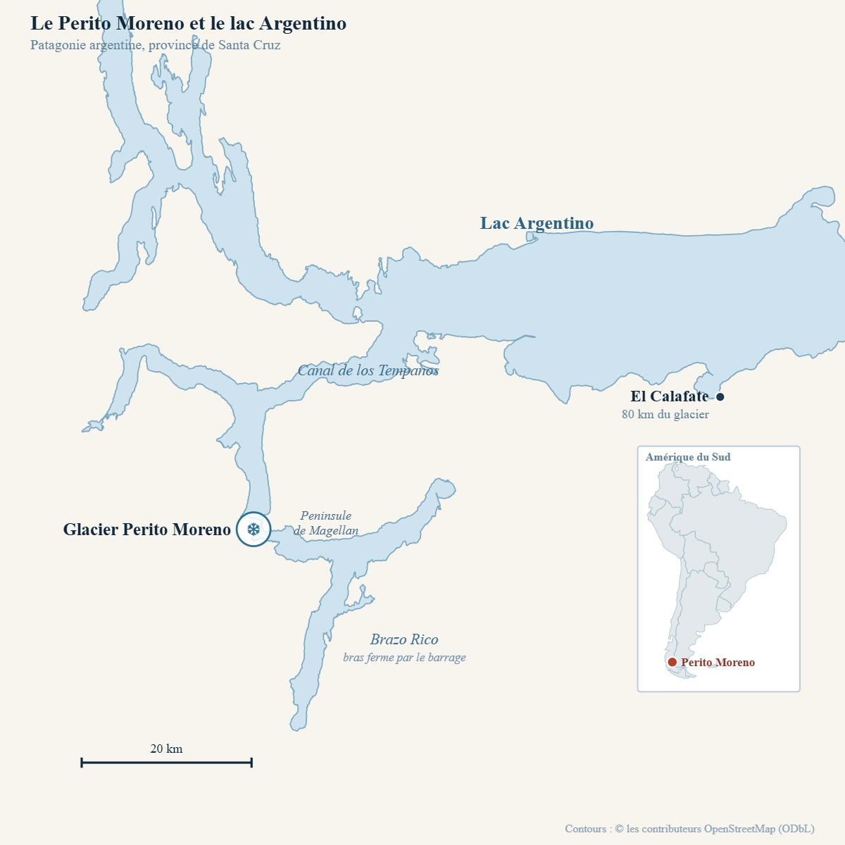Carte situant le glacier Perito Moreno