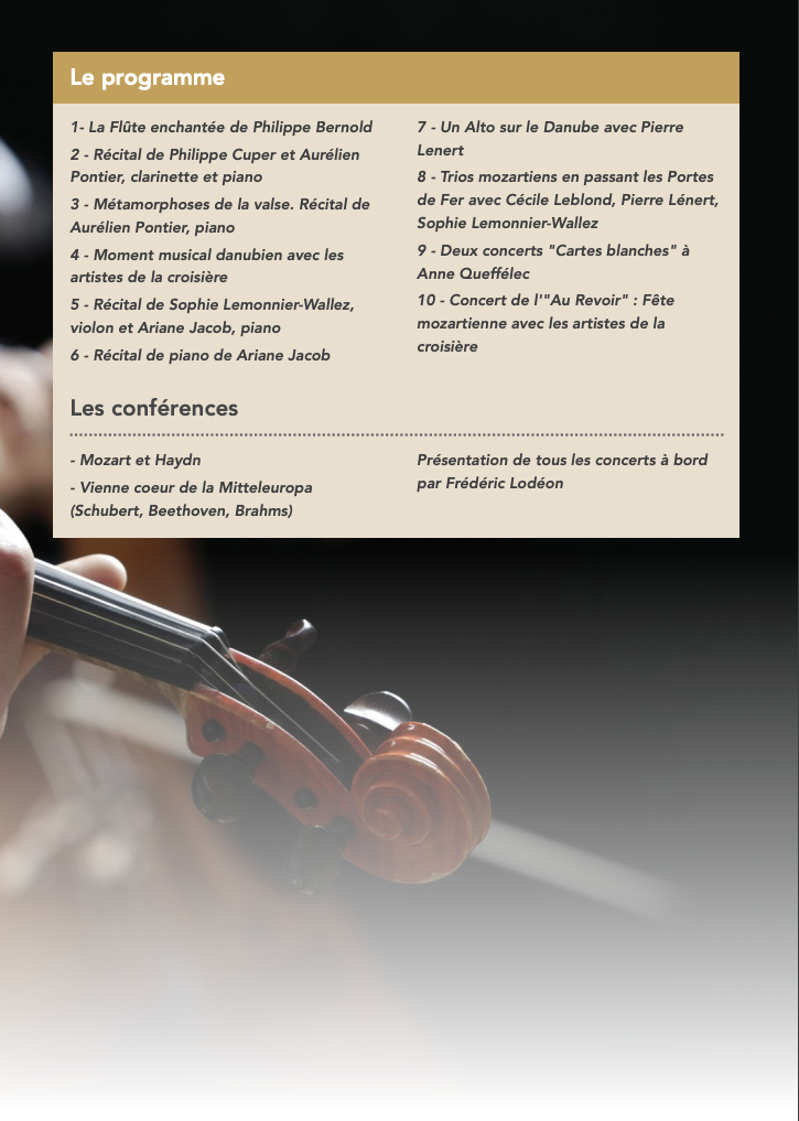 Programme musicale de la croisière Danube 2022