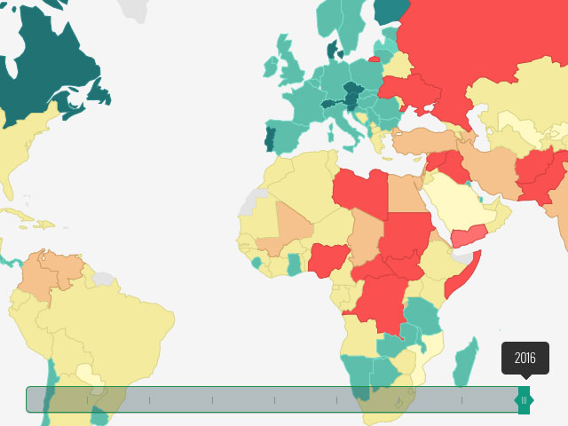 Carte de la paix dans le monde