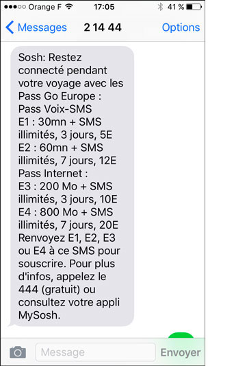 Forfaits data étranger Orange Sosh